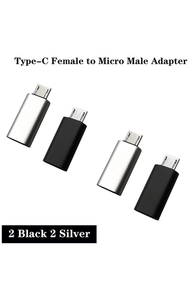 Choice3 2 أسود و2 فضي، 1/2/4 قطع محول USB C إلى Micro USB، محولات أنثى من الن...