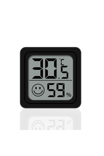 Choice1 مقياس حرارة ورطوبة رقمي أسود بشاشة LCD للغرف الداخلية، جهاز قياس درجة...