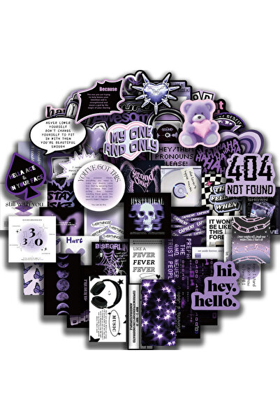Choice 60PCS Korean Ins Style Sweet Cool Black Purple Waterproof Graffiti Sti...