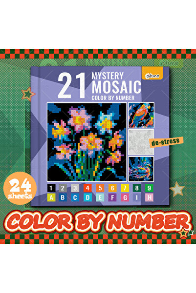 Choice كتاب تلوين بالأرقام MYSTERY MOSAIC COLOR BY NUMBER مقاس 20×20 سم، 24 ص...
