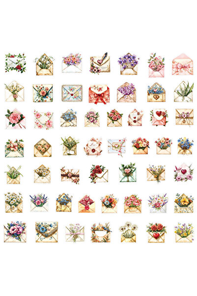 Choice 50 قطعة 50/100 قطعة ملصقات PET كرتونية بتصميم ظرف بريدي عتيق، رسومات ف...