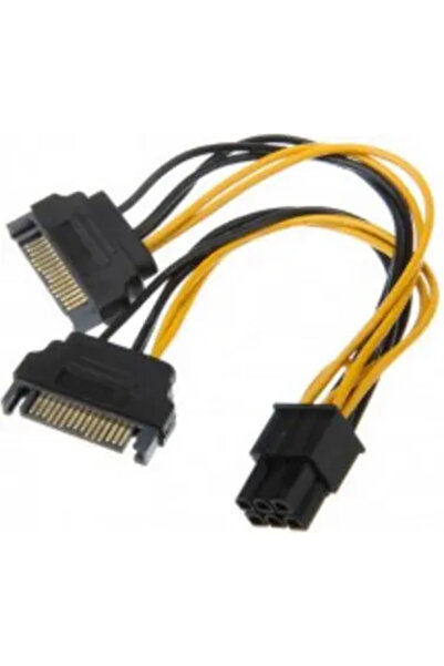 Akasa SATA 15 pini - PCIe 6 pini, 0,15m, Galben (AKCBPW1315)