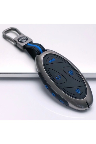 Choice Blue 7 Buttons Zinc Alloy + Silicone Car Key Case Cover For Hyundai Ko...