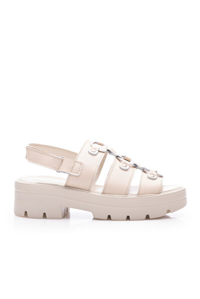 UrbanShoes Sandale cu talpă groasă damă din piele naturală, Leofex - 370 Nude...