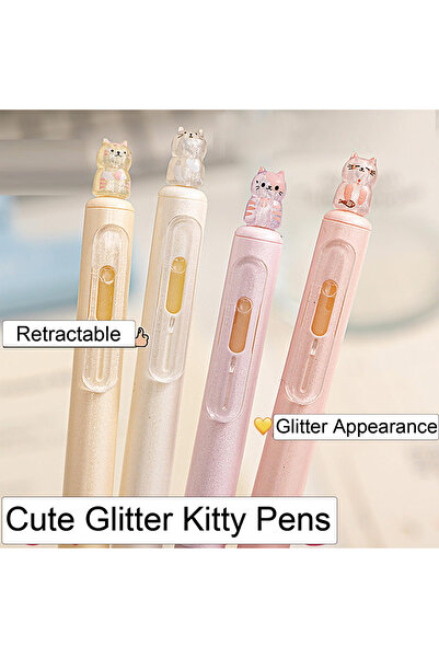 Choice 4pcs 4pcs Kawaii Cat Retractable Gel Pens, Ink Fine Tip 0.5mm, Smooth ...