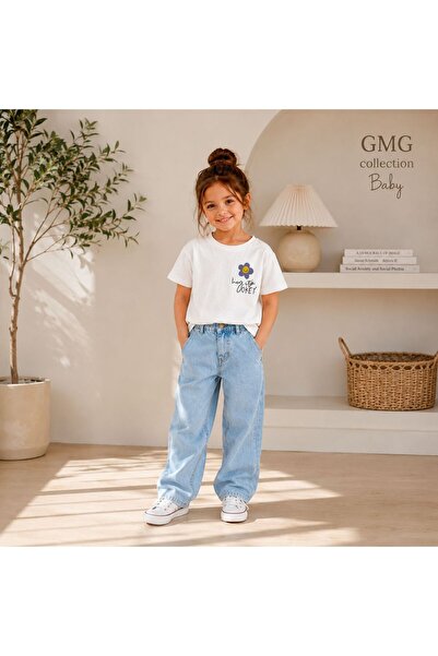 GMG Baby تي شيرت أبيض بأكمام قصيرة للفتيات مزين بالزهور والأناناس من عمر 2-10...