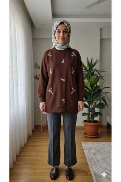 Belkız Women's Floral Embroidered Hijab Tunic