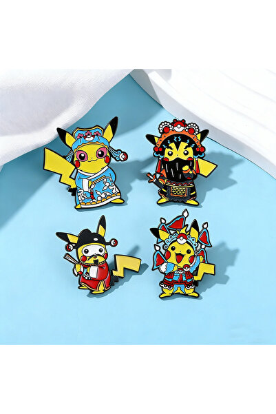 Choice Bandai 1 4Pcs Cute Pikachu Chinese Opera Character Enamel Pins Anime P...