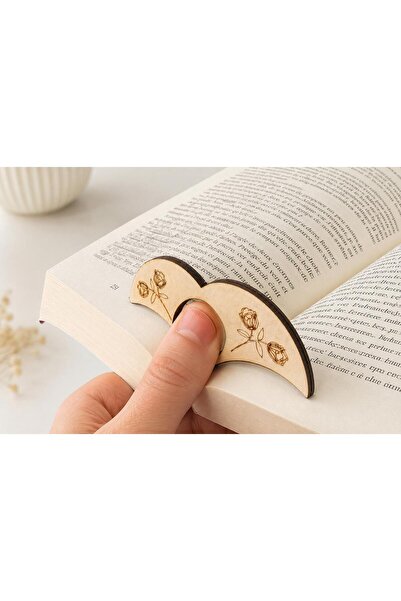 Kişiye Özel Ahşap Parmak Kitap Ayracı – Ergonomik Tek Elle Kitap Tutucu 5 adet