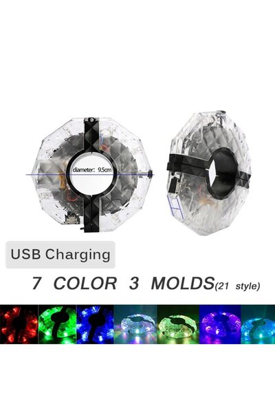 Choice ضوء عجلات الدراجة القابل لإعادة الشحن عبر USB بـ 7 ألوان، أضواء عجلات ...