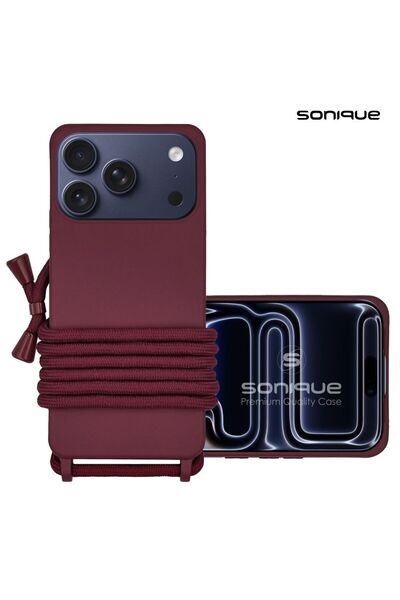 Sonique Θήκη Σιλικόνης με Κορδόνι CarryHang Apple iPhone 17 Pro Μπορντό