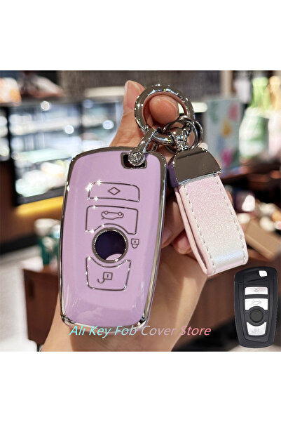 choice2 purple with keychain Key Fob Cover Case, TPU Shell Cover Compatible f...