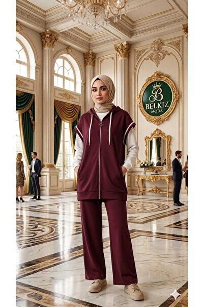 Belkız Women's 3-Piece Sports Hijab Set, Comfortable Fit, Modal Fabric