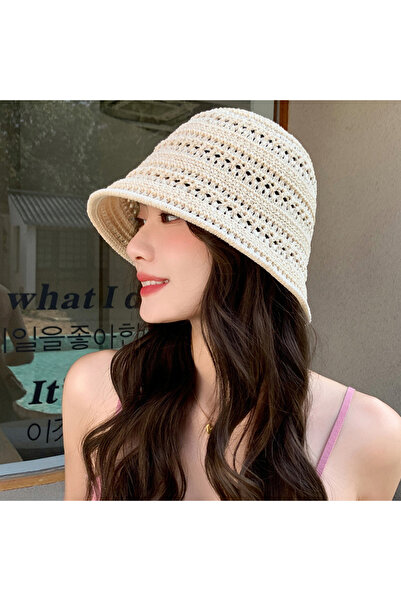 Choice1 Beige Summer Knitted Fisherman's Hat Fashionable, Versatile, Breathab...