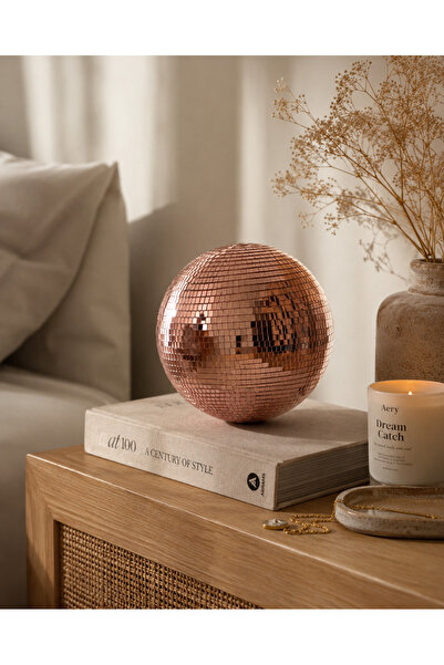Bi'şeyler Concept El Yapımı Aynalı Dekoratif 15 cm Disko Topu – Rose Gold / G...