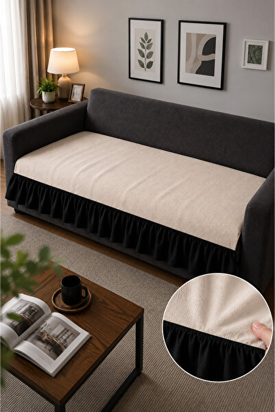conzaliza 100% Cotton Sofa Cover |   Ruffle Detailed