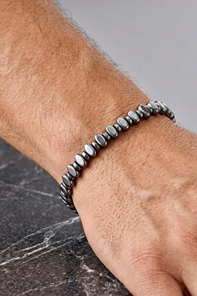 Atölye Olcay Eser Hematite Natural Stone Men's Bracelet – Minimal and Stylish...