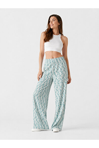 SEBURAM Women's Patterned Wide-Leg Sweatpants Relaxed Fit High-Waist Loose Tr...