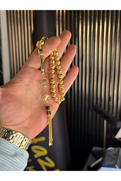 Tesbih-i Hazır Tesbihçilik Kişiye Özel İsimli Diamond Serisi 22K Altın Kaplam...