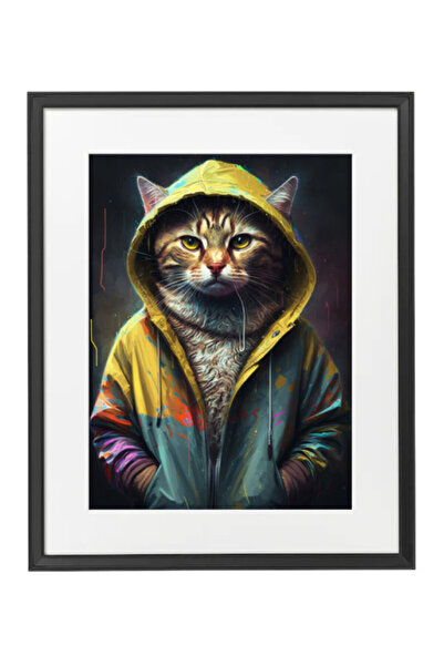 Boomah Accessories Cool Cat in Hoodie Wall Art Poster with Frame 50x40cm