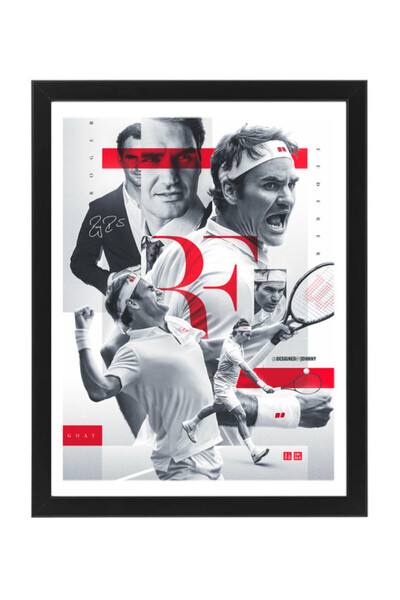 Boomah Accessories Roger Federer Tennis Poster with Frame 30x40cm