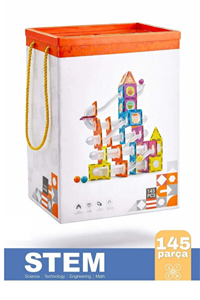 TOYFEST 145 Parça Manyetik Tiles Toplu Kaydıraklı Yapı Blokları STEM Eğitici ...
