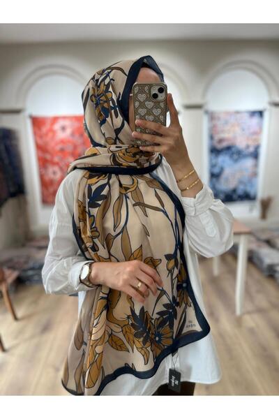 e.m ipek Lunera Desen Soft Shawl - Navy Blue-Beige