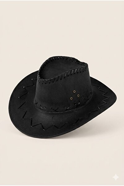 Belifanti Collection Black Unisex Lace-Up Nubuck Cowboy Hat Western Country S...