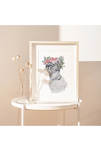Boomah Accessories Cat with Flowers Safari Nursery Wall Art Poster with Frame...