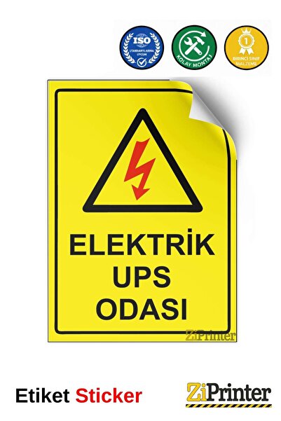 ZiPrinter ملصق لافتة تحذيرية لغرفة UPS الكهربائية مقاس 70 × 100 سم