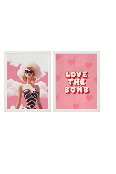 Boomah Accessories Set of 2 Barbie Wall Art, Preppy Pink Room Decor Poster wi...