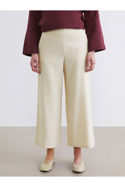 LC Waikiki Nevavm Women's Wide Leg Pants with Elastic Waist and Difference in Color