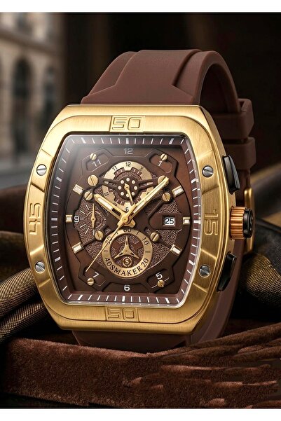 SMAKER Men’s Skeleton Chronograph Watch – Multifunction Dial, Leather Strap, ...