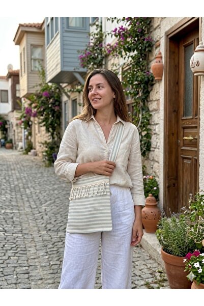 MOJOMIX Light Blue Color Peshtemal Bag with Tassels