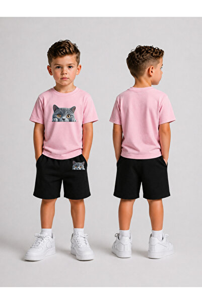 LORVEX Set tricou și pantaloni scurți pentru copii, combinație de vară din bu...