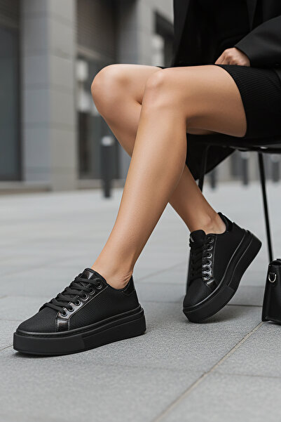 Modaarmada Siyah yeni sezon rahat kullanım triko kadın sneaker