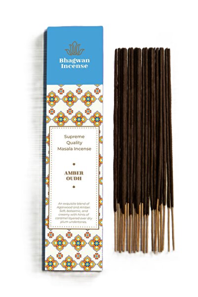 Bhagwan Incense Ambră și Oud - bețișoare parfumate masala naturale premium, 15g