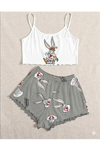 Silona Homewear Carrot Patterned Strappy Shorts Pajama Set