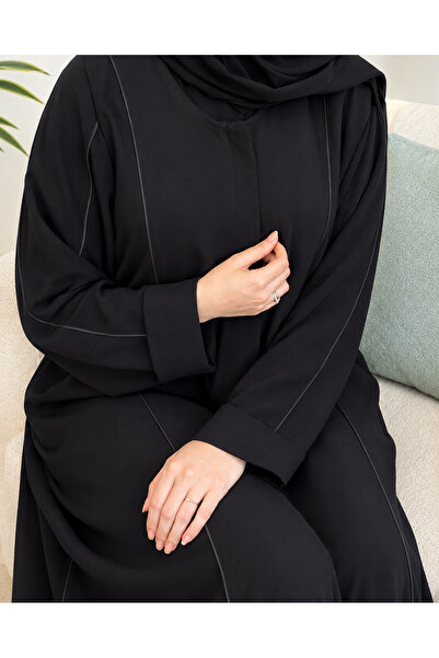 DEAL ABAYA عباية شيهانه من متجر DEAL – بقماش كتان بقصة نصف كلوش مع طرحة هدية