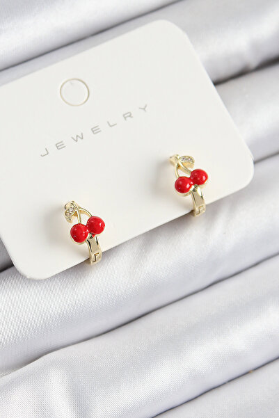 ETC Brass Cherry Model Gold Color Children's Earrings 5886 - Miyng1317-1485