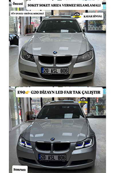 ATİK GARAJ Bmw e90 (2005 ile 2012 model ) uyumlu g20 dizayn far (Tak çalıştır...
