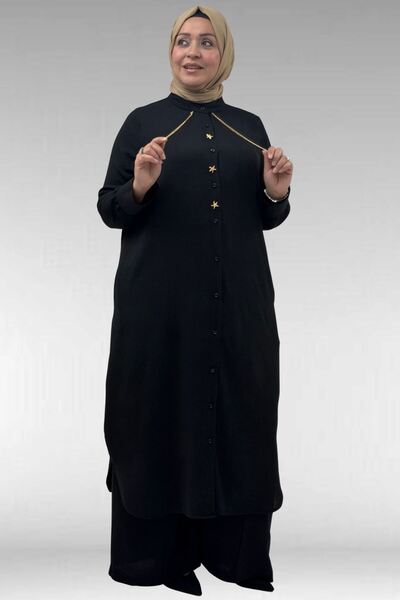 Eslina 67048 Plus Size Pati Snowflake Accessory Detailed Airobin Pants Suit -...
