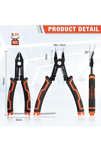 ValueMax Wire Stripper and Cutters, 10-22 AWG Wire Stripper Tool, Flush Cutter with Safety Lock