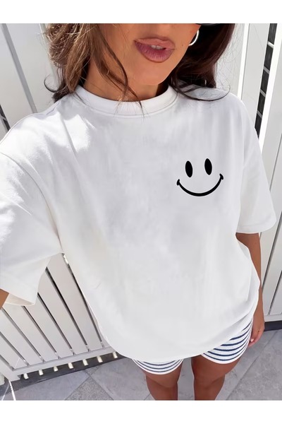 Oversize Unisex Tshirt Karışık Baskılı Oversize Unisex Tshirt