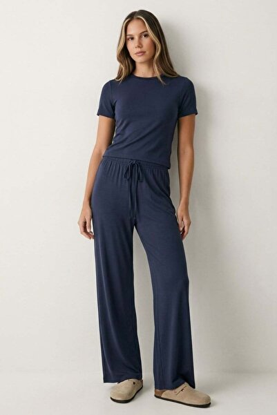 Madmext Navy Blue Modal Soft Touch Tie-Dye Tracksuit Mg2723