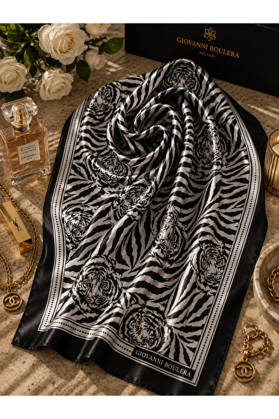 Giovanni Boulera Kaplan desenli mulberry twill ipek sal esarp brandium 510089...