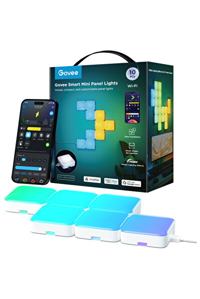 Govee H8069 Small LED Light Panel Kit, RGBIC, Wi-Fi + Bluetooth, 10 Panels, A...
