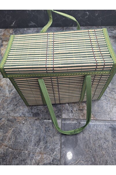 LeylArt 36x25x17 Cm Katlanabilir Taşınabilir Hasır Piknik Seyahat çantası Pik...