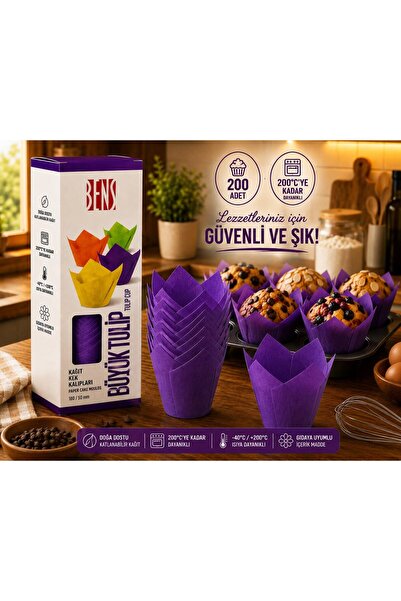 BENS Büyük Tulip Kağıt Kek Kalıbı 160/50 mm – 200 Adet