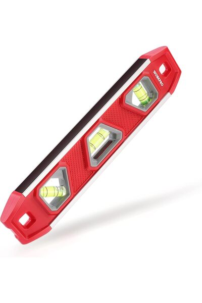 Workpro Magnetic Spirit Level 23 cm, Mini Torpedo Level with 3 Vials 45°/90°/...
